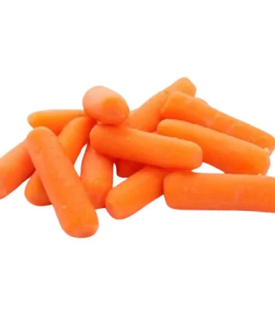 A pile of fresh baby carrots, part of a baby carrot pack.