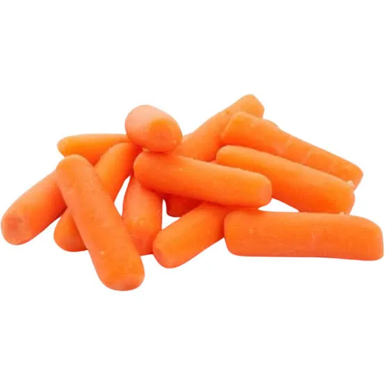 A pile of fresh baby carrots, part of a baby carrot pack.