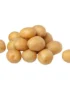 Pile of small, golden baby potatoes on a white background
