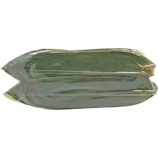Two fresh bamboo leaves wrapped in plastic