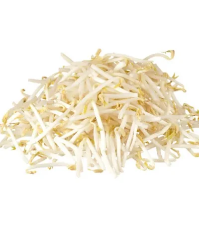 Pile of fresh bean sprouts, a healthy ingredient for cooking.